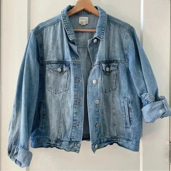 Forever 21 Denim Jean Jacket Size L - Picture 3 of 10